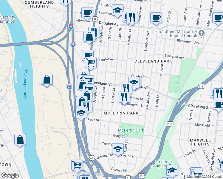 map of restaurants, bars, coffee shops, grocery stores, and more near 827 # 326 Alley in Nashville