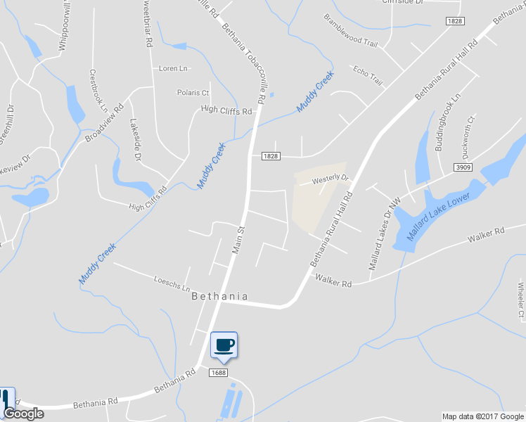 map of restaurants, bars, coffee shops, grocery stores, and more near 2335 Meredith Road in Pfafftown