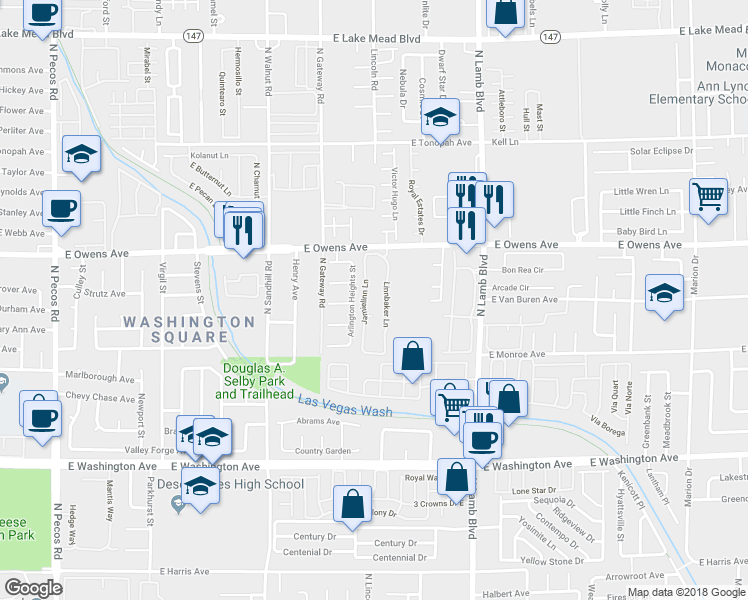 map of restaurants, bars, coffee shops, grocery stores, and more near 1440 Jamielinn Lane in Las Vegas