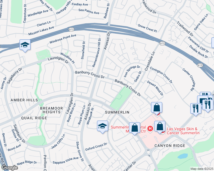 map of restaurants, bars, coffee shops, grocery stores, and more near 1109 Benicia Hills Street in Las Vegas