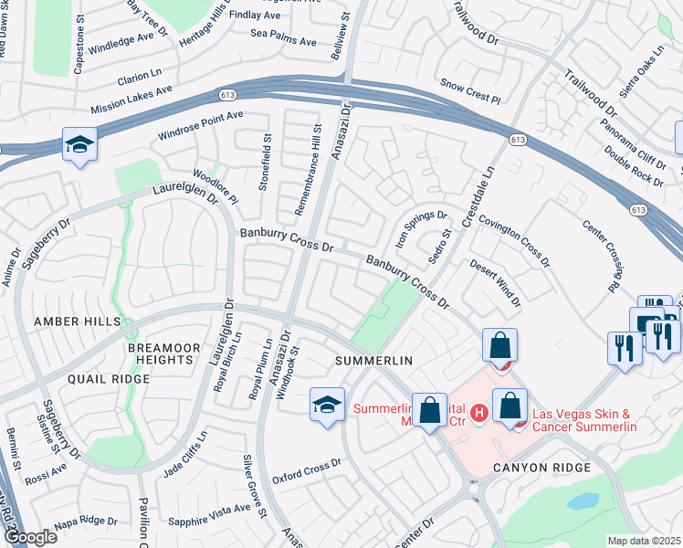 map of restaurants, bars, coffee shops, grocery stores, and more near 1109 Benicia Hills Street in Las Vegas