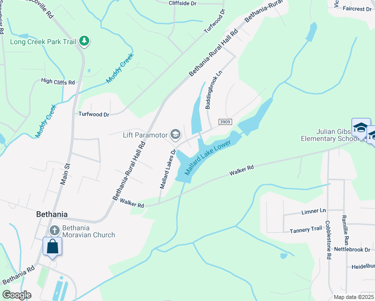 map of restaurants, bars, coffee shops, grocery stores, and more near 2210 Clearwater Court Northwest in Winston-Salem
