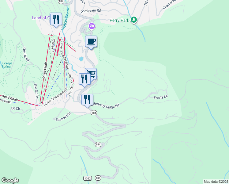 map of restaurants, bars, coffee shops, grocery stores, and more near 301 Pinnacle Inn Road in Beech Mountain