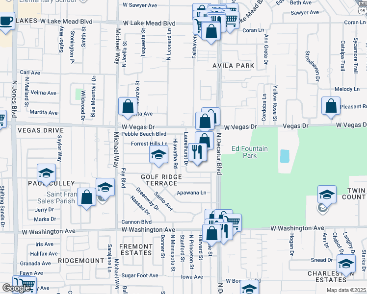 map of restaurants, bars, coffee shops, grocery stores, and more near 4911 West Vegas Drive in Las Vegas