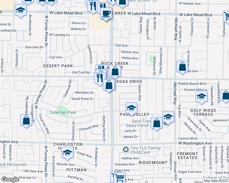 map of restaurants, bars, coffee shops, grocery stores, and more near 1436 North Jones Boulevard in Las Vegas