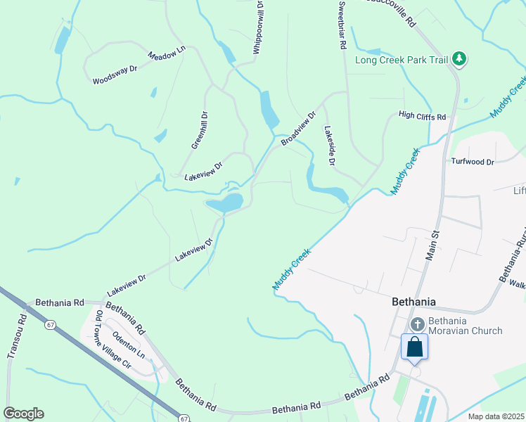 map of restaurants, bars, coffee shops, grocery stores, and more near 3680 Lakeview Drive in Pfafftown