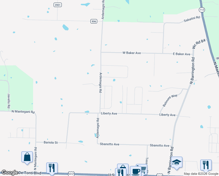 map of restaurants, bars, coffee shops, grocery stores, and more near 681 West Baker Avenue in Springdale