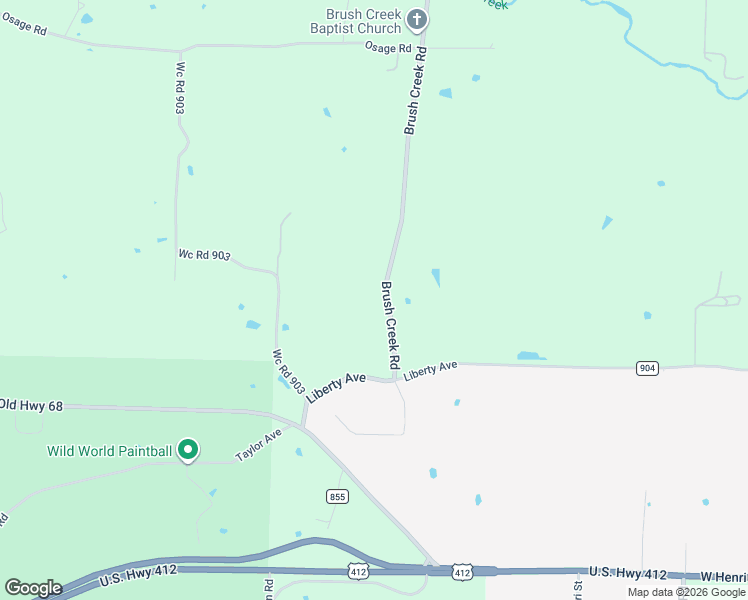 map of restaurants, bars, coffee shops, grocery stores, and more near 735 Brush Creek Road in Springdale