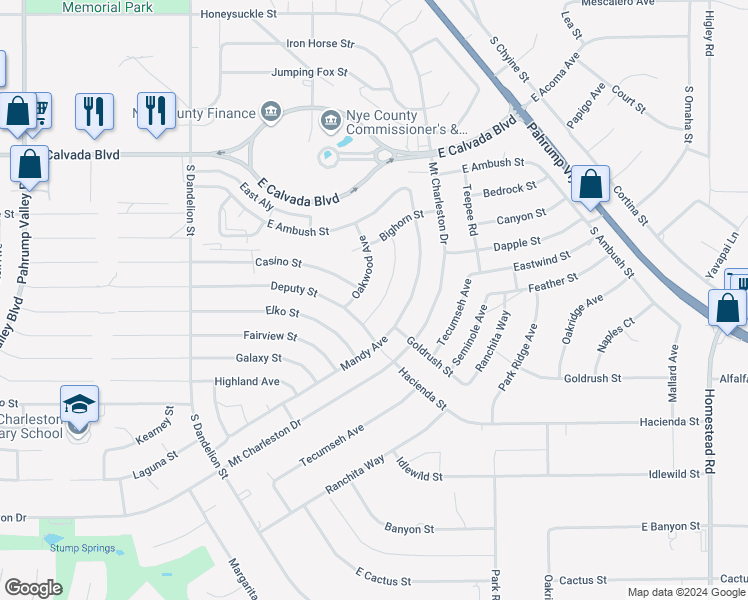 map of restaurants, bars, coffee shops, grocery stores, and more near 2260 Needles Way in Pahrump