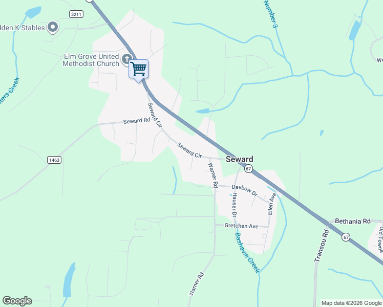 map of restaurants, bars, coffee shops, grocery stores, and more near 5291 Seward Circle in Pfafftown