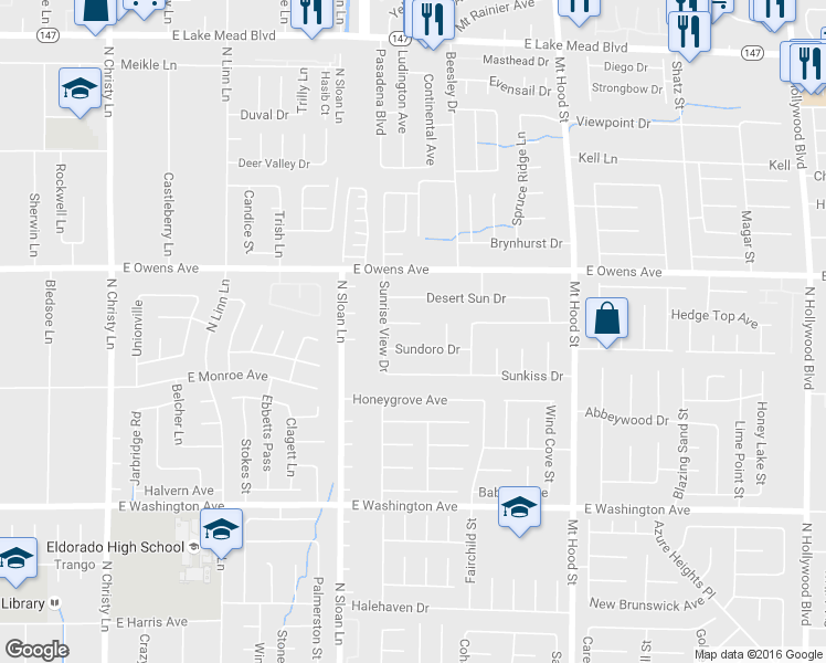 map of restaurants, bars, coffee shops, grocery stores, and more near 6015 Sun Tree Circle in Las Vegas
