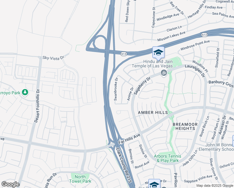 map of restaurants, bars, coffee shops, grocery stores, and more near 1300 Swanbrooke Drive in Las Vegas