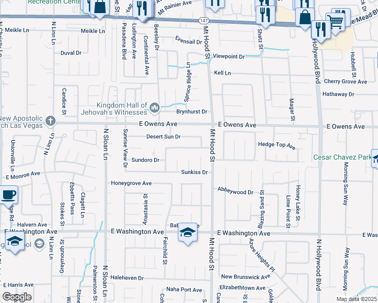 map of restaurants, bars, coffee shops, grocery stores, and more near 6233 Morning Splendor Way in Las Vegas