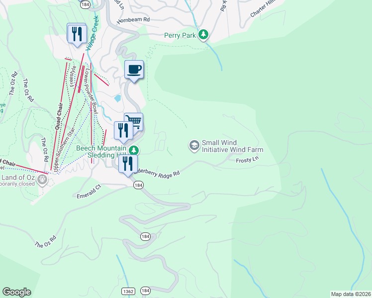 map of restaurants, bars, coffee shops, grocery stores, and more near 1307 Pinnacle Inn Road in Beech Mountain