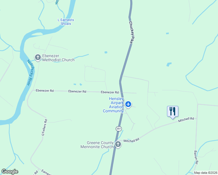 map of restaurants, bars, coffee shops, grocery stores, and more near 70 Ebenezer Loop in Chuckey