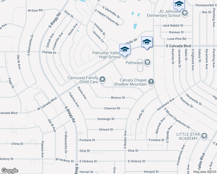 map of restaurants, bars, coffee shops, grocery stores, and more near East Arapahoe Street in Pahrump