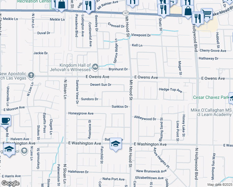 map of restaurants, bars, coffee shops, grocery stores, and more near 6233 Morning Splendor Way in Las Vegas
