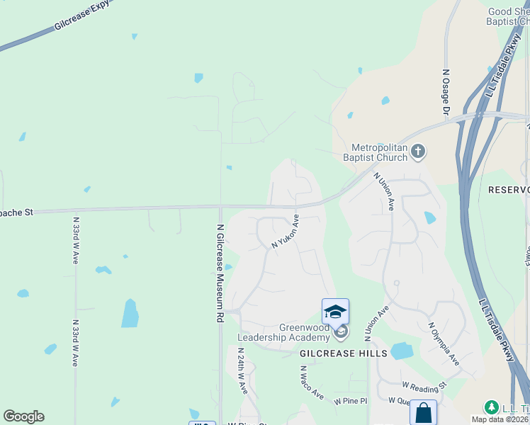 map of restaurants, bars, coffee shops, grocery stores, and more near 2131 West Xyler Street in Tulsa