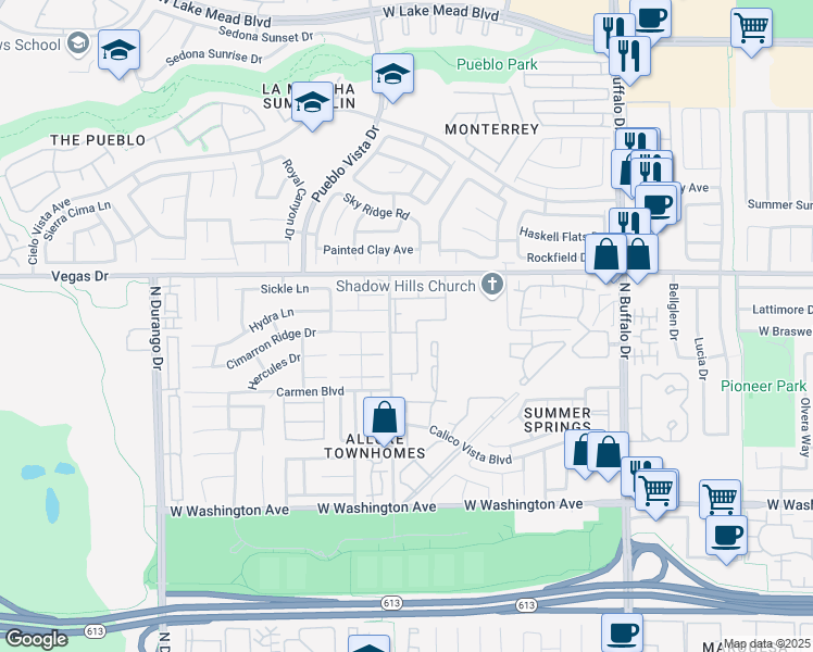 map of restaurants, bars, coffee shops, grocery stores, and more near 7964 Rim Rock Way in Las Vegas