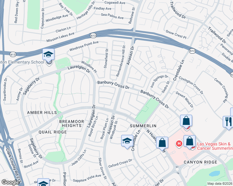 map of restaurants, bars, coffee shops, grocery stores, and more near 1412 Pintail Point Street in Las Vegas