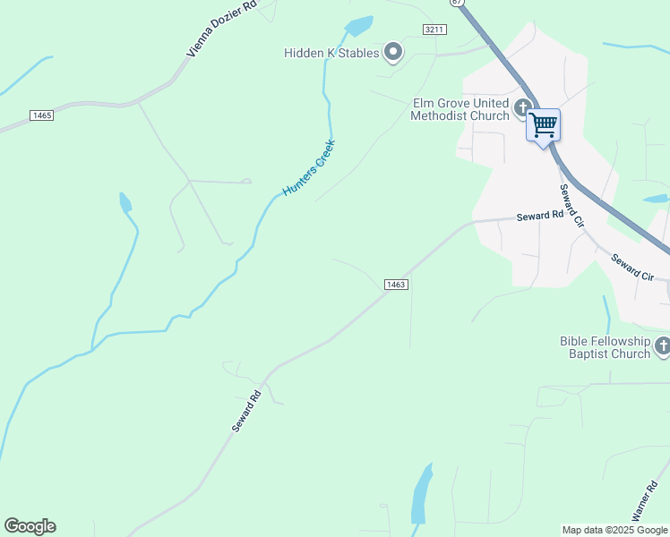 map of restaurants, bars, coffee shops, grocery stores, and more near 4925 Aladdin Road in Pfafftown