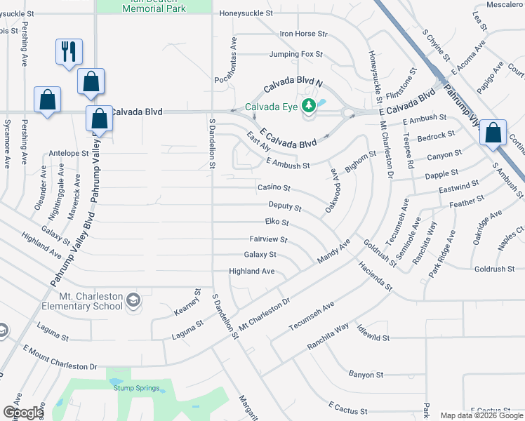 map of restaurants, bars, coffee shops, grocery stores, and more near 1981 Casino Street in Pahrump