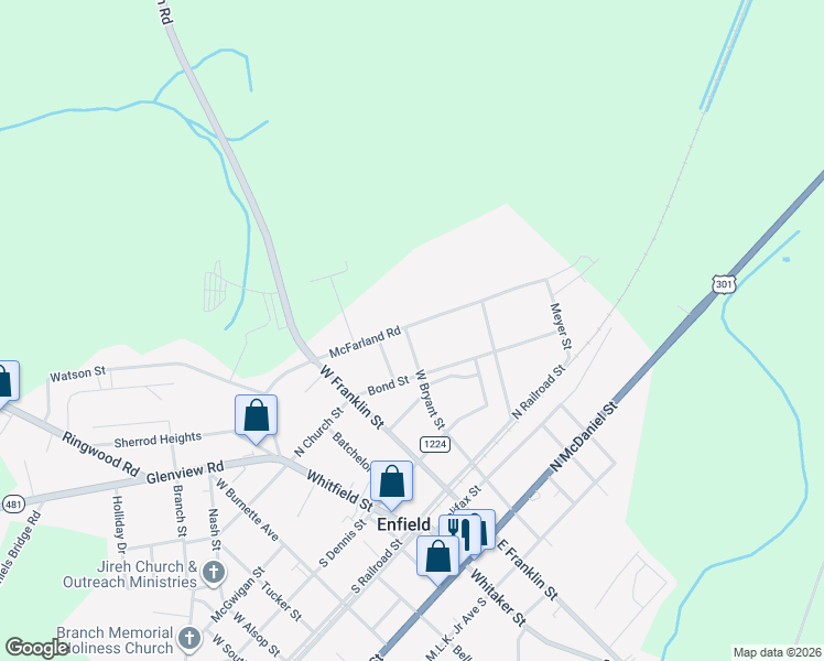 map of restaurants, bars, coffee shops, grocery stores, and more near 282 McFarland Road in Enfield