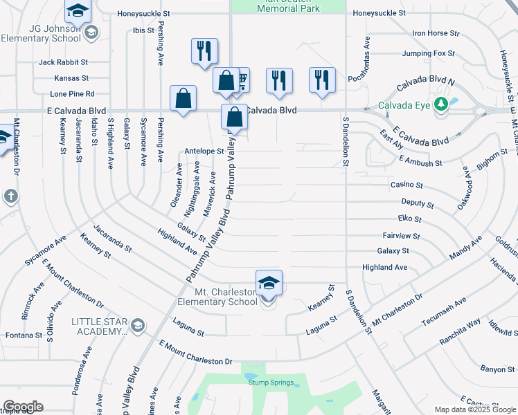 map of restaurants, bars, coffee shops, grocery stores, and more near 1491 Deputy Street in Pahrump