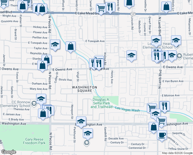map of restaurants, bars, coffee shops, grocery stores, and more near 3952 Danny Melamed Avenue in Las Vegas