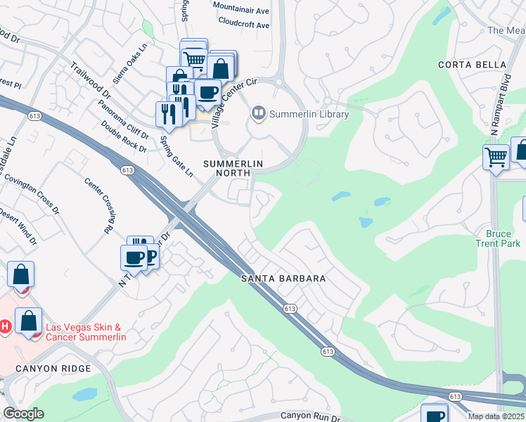 map of restaurants, bars, coffee shops, grocery stores, and more near 9425 San Laguna in Las Vegas