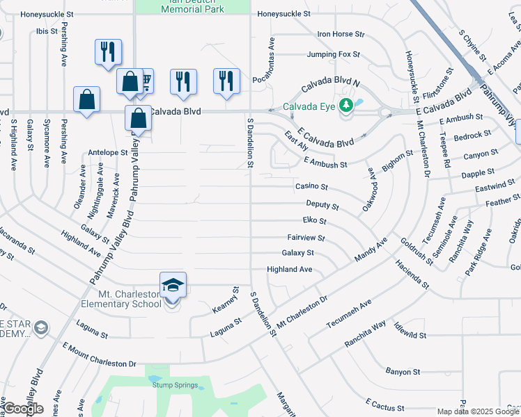 map of restaurants, bars, coffee shops, grocery stores, and more near 1821 Deputy Street in Pahrump