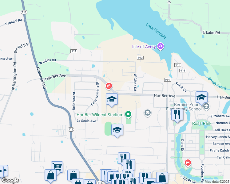 map of restaurants, bars, coffee shops, grocery stores, and more near 7853 Har-Ber Avenue in Springdale