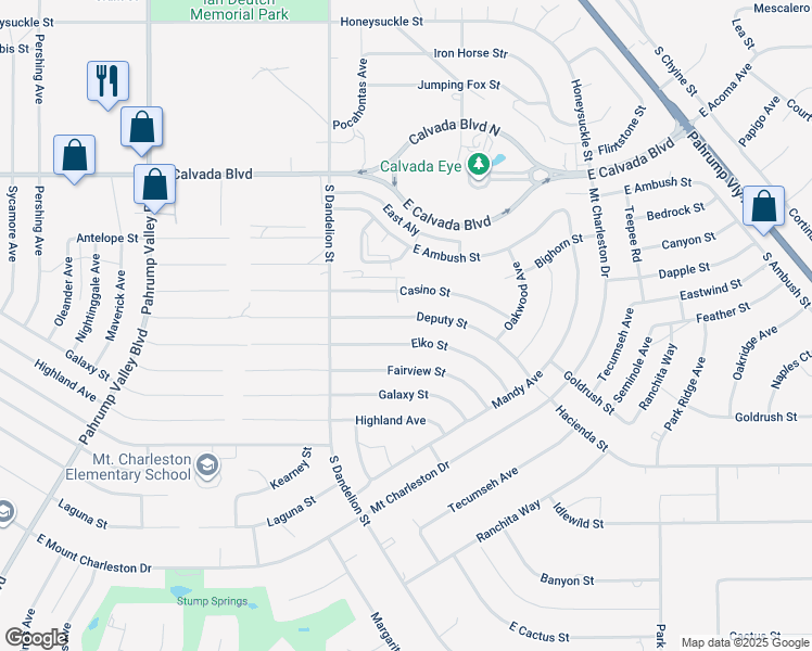 map of restaurants, bars, coffee shops, grocery stores, and more near 1971 Deputy Street in Pahrump