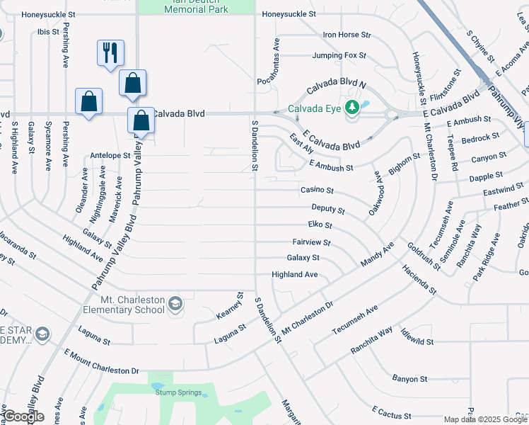 map of restaurants, bars, coffee shops, grocery stores, and more near 1821 Deputy Street in Pahrump