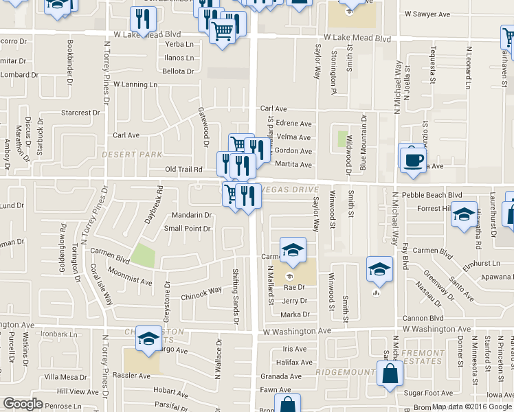 map of restaurants, bars, coffee shops, grocery stores, and more near 1452 North Jones Boulevard in Las Vegas