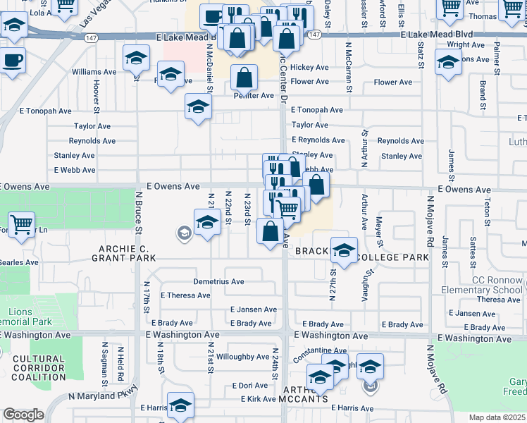 map of restaurants, bars, coffee shops, grocery stores, and more near 1508 Cobb Lane in Las Vegas
