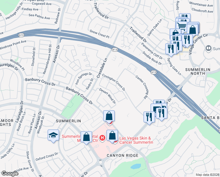 map of restaurants, bars, coffee shops, grocery stores, and more near 1501 Cardinal Peak Lane in Las Vegas