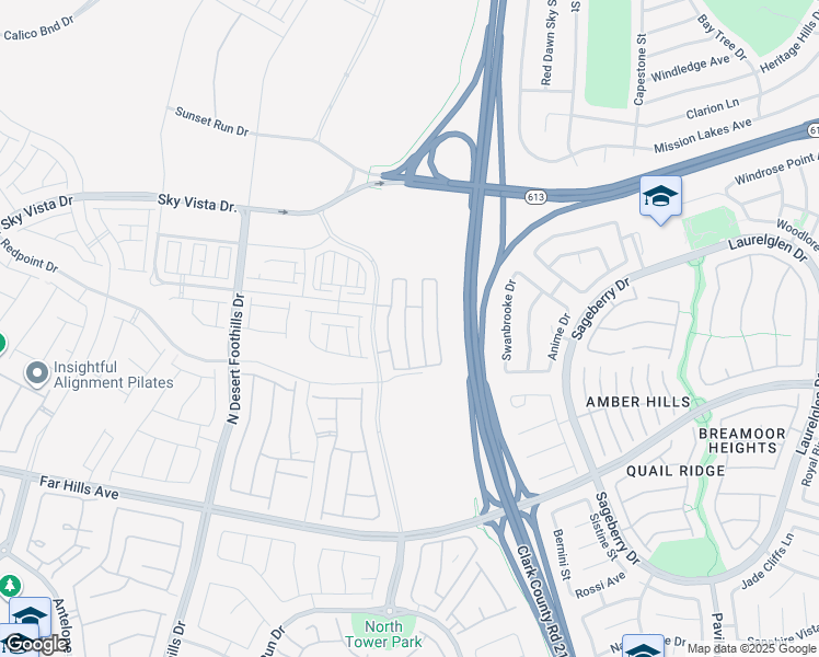 map of restaurants, bars, coffee shops, grocery stores, and more near I-215 West Beltway Trail in Las Vegas