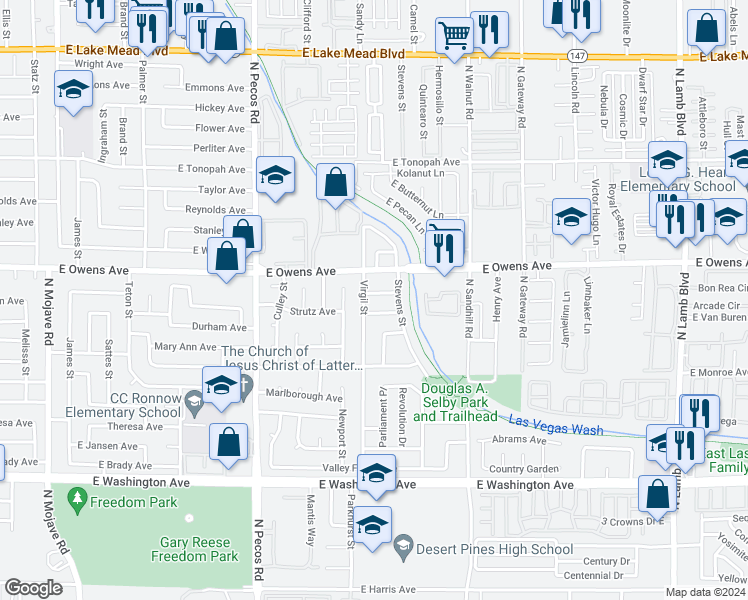 map of restaurants, bars, coffee shops, grocery stores, and more near 3904 Nixson Drive in Las Vegas