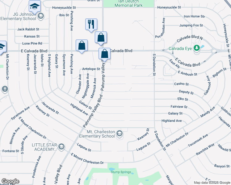 map of restaurants, bars, coffee shops, grocery stores, and more near 1491 Deputy Street in Pahrump