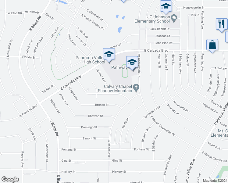 map of restaurants, bars, coffee shops, grocery stores, and more near 440 Arapahoe Street in Pahrump