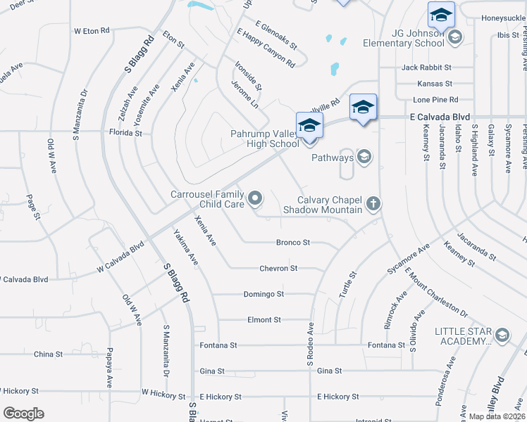 map of restaurants, bars, coffee shops, grocery stores, and more near 2180 Arrow Court in Pahrump
