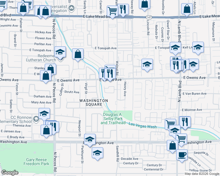 map of restaurants, bars, coffee shops, grocery stores, and more near 3952 Danny Melamed Avenue in Las Vegas