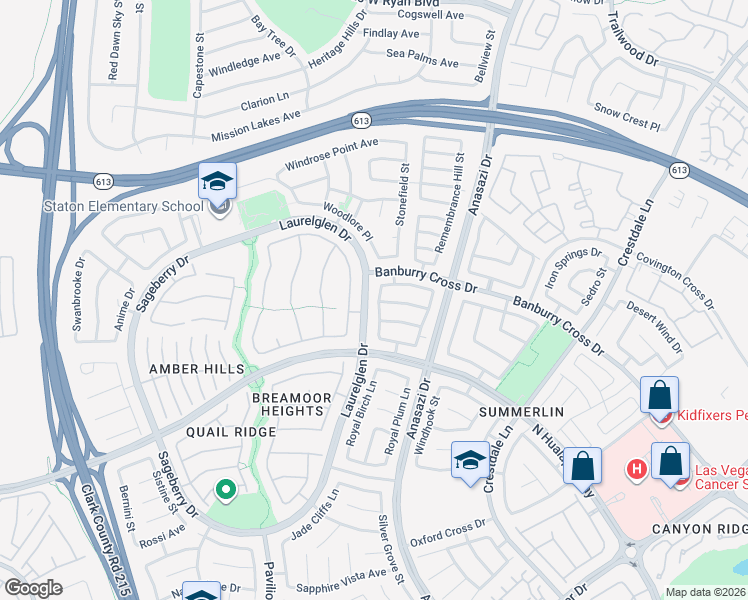 map of restaurants, bars, coffee shops, grocery stores, and more near 1317 Woodmore Drive in Las Vegas