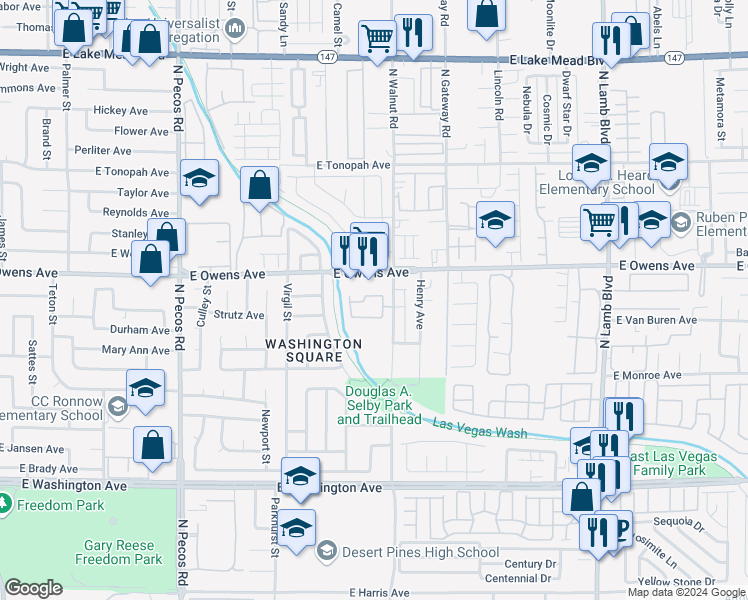 map of restaurants, bars, coffee shops, grocery stores, and more near 3952 Danny Melamed Avenue in Las Vegas