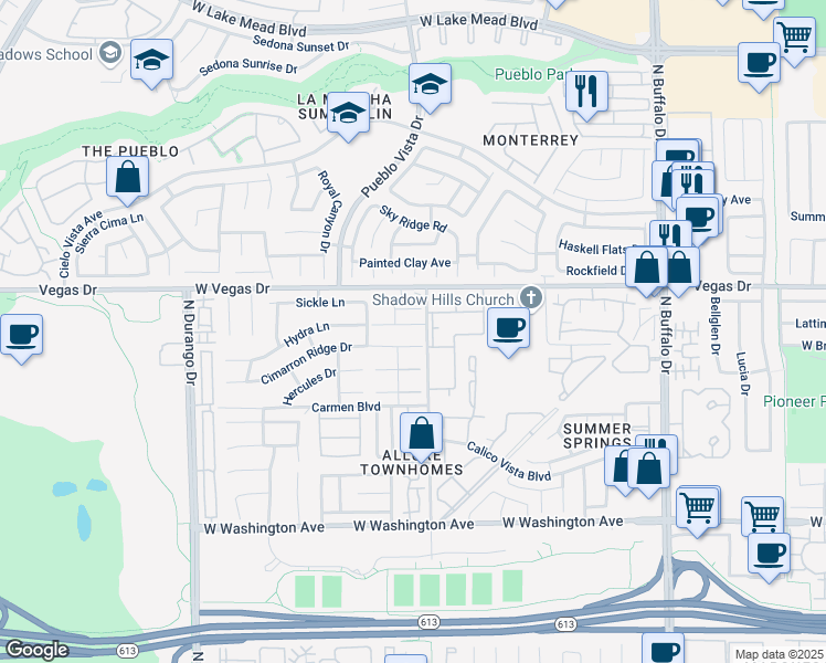 map of restaurants, bars, coffee shops, grocery stores, and more near 8029 Celestial Avenue in Las Vegas
