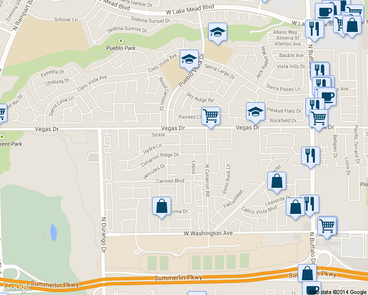 map of restaurants, bars, coffee shops, grocery stores, and more near 8029 Celestial Avenue in Las Vegas