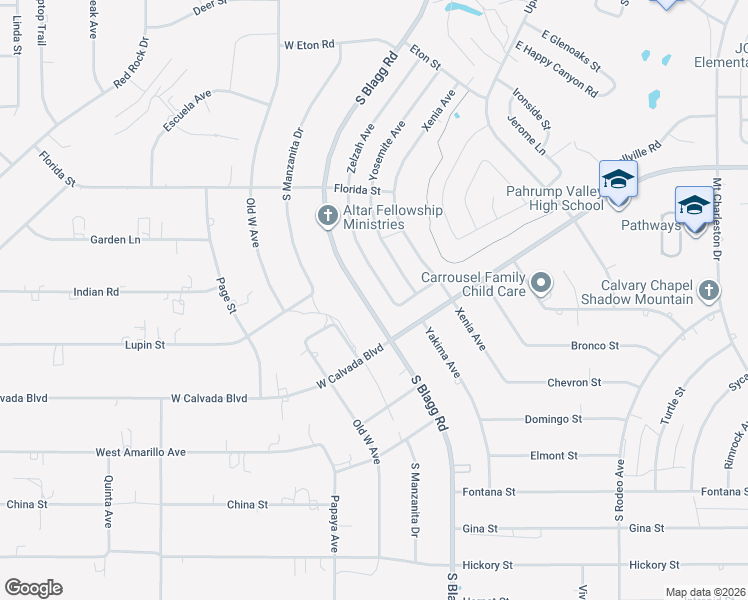map of restaurants, bars, coffee shops, grocery stores, and more near 2200 South Blagg Road in Pahrump