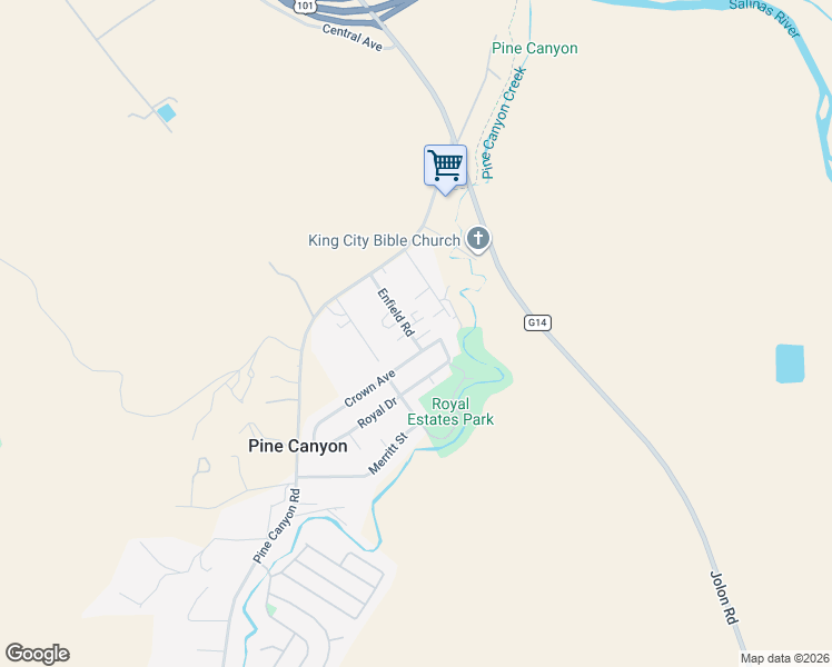 map of restaurants, bars, coffee shops, grocery stores, and more near 45485 Enfield Rd in King City