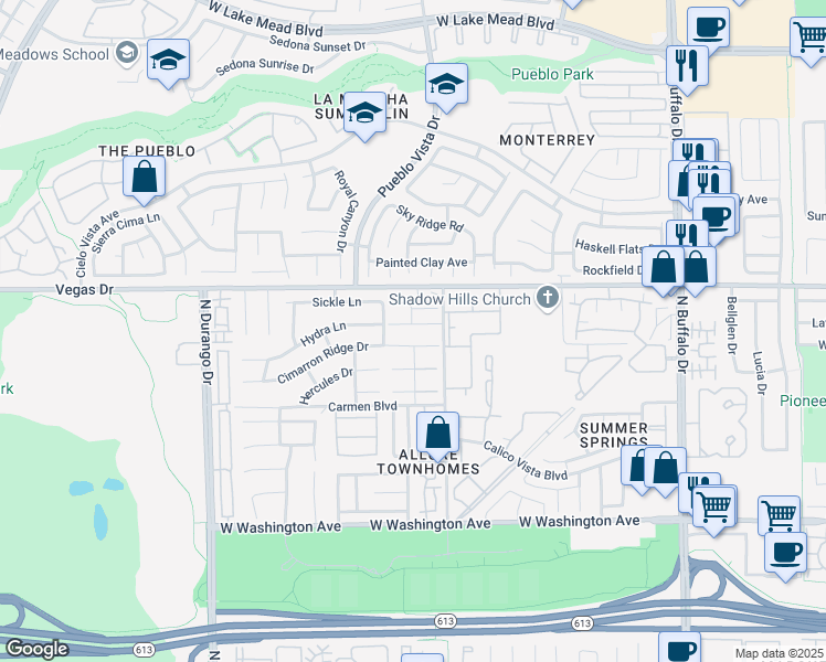 map of restaurants, bars, coffee shops, grocery stores, and more near 8029 Celestial Avenue in Las Vegas